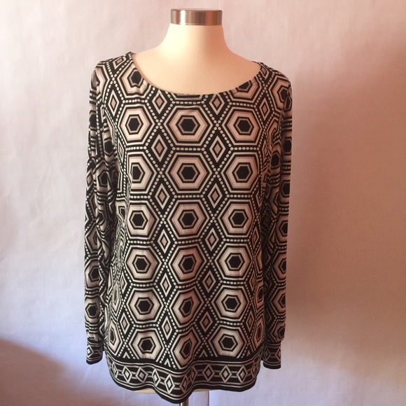 Alfani Geometric Print Scoop Neck Top Size XL - Picture 1 of 6